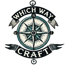 Drawing of old-fashioned compass with the words Which Way Craft.