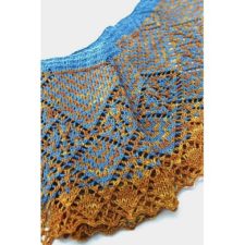 Lacy narrow shawl in two colors, intricately interwoven.