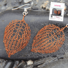 Two-inch (5cm) oval knitted leaves.
