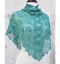 Large lacy shawl with bubbling pattern.