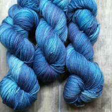 Bright blue tonal yarn.