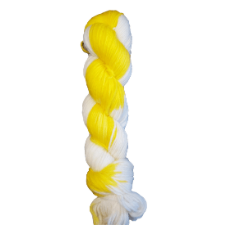Bright yellow and bright white variegated yarn.