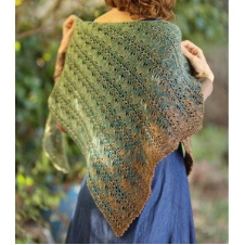 Triangular shawl with short-row construction.