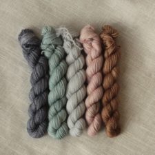 Complementary mini skeins in colors of nature from tree bark to vegetation to shale.