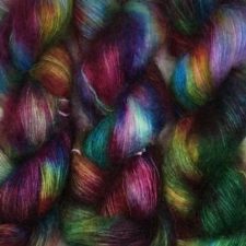 Mohair laceweight in many bright variegated colors.