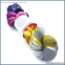 Very bright, variegated yarn.