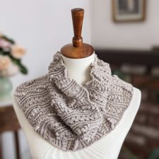 Delicate lace and bobble cowl.
