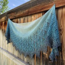 Wide shawl is brioche at the top, then lace for the other two-thirds.