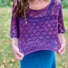 Lace pullover with elbow length sleeves, shown over tank dress.