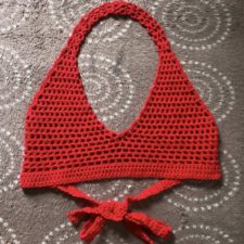 Simple, crocheted halter top with v-neck.