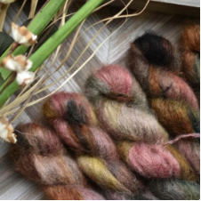 Variegated mohair lace in warm colors and soft neutrals.