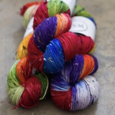 Very bright variegated tweed yarn.