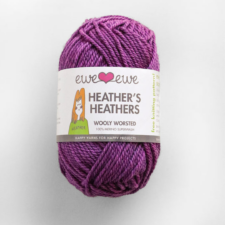 Skein of red-violet heathered yarn.