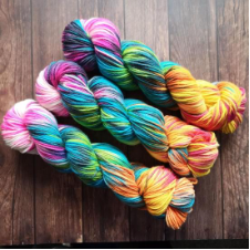 Variegated yarn in candy colors.