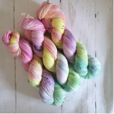 Pastel rainbow variegated yarn.