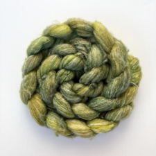 Braided top in medium yellow-green and yellow.