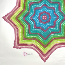 Eight-point, center-out blanket in vibrant stripes.