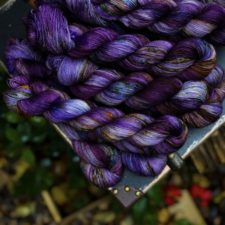 Variegated skeins with deep, cool tones.