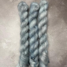 Lace weight mohair in a soft, cool mist color.