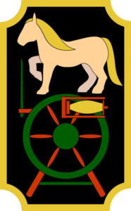 Toy horse balancing on a spinning wheel