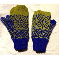 Mittens and fingerless mitts in two color pattern from silver bowls recovered from a shipwreck.