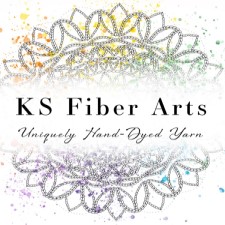 mandala style design with the words KS Fiber Arts. Uniquely Hand Dyed Yarn