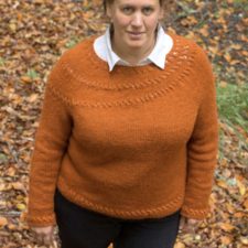 pullover has textured assymetric rings across the yoke.