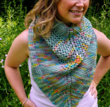 Multicolored knit poncho