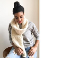 Zigzag textured herringbone scarf in aran yarn.