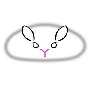 logo is a slightly sinister crouching rabbit