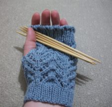 Chevron lace fingerless mitts.