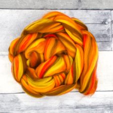 Bright, warm variegated spinning fiber.
