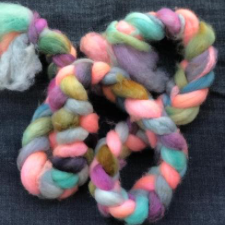 Braid of fiber in 6 or 8 medium neutrals and pastels