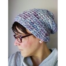 Slouchy hat made with chunky yarn.