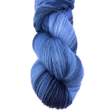 Tonal yarn that varies from pale periwinkle to deep midnight blue.