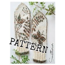 Mittens with fern and butterfly colowork