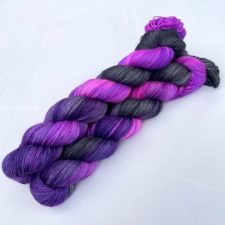 Black and purple variegated yarns.