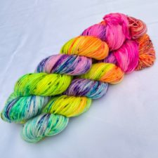 Speckled rainbow yarn.