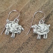 Sheep charms on fish hook earring wires.
