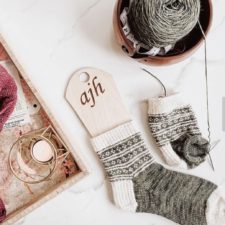 Colorwork socks have contrasting toes, heels and cuffs.