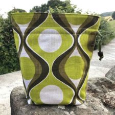 1960s print on drawstring project bag