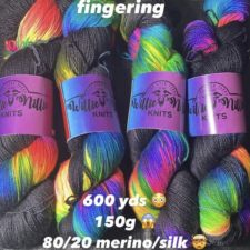 Glow in the dark variegated yarn, rainbow and black