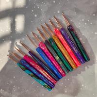 Ergonomic crochet hooks with sparkly handles