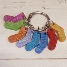 Glittery sock shaped stitch markers