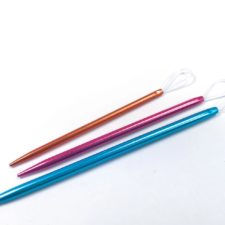 Aluminum tapestry-style needles for larger gauges of wool.