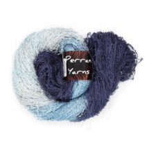 Boucle yarn in variegated shades of ocean blue and sky.