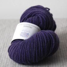 Aran yarn in purple from logwood.