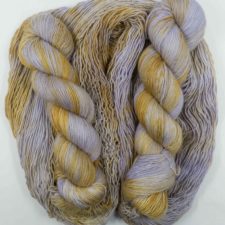 Two-color variegated yarn in daffodil and silver.