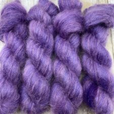 Mohair skeins in deep lavender.