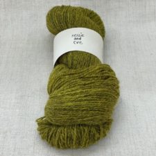 Skein of moss green yarn.